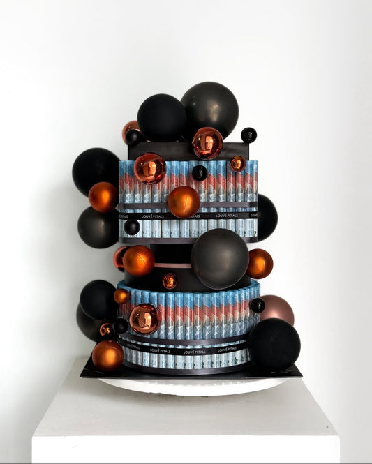 2 Tier Money Cake - Marble Decor (20cm Round+Square)