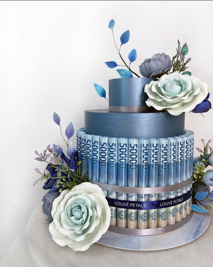 Single Tier Money Cake - Floral Decor (20 cm)