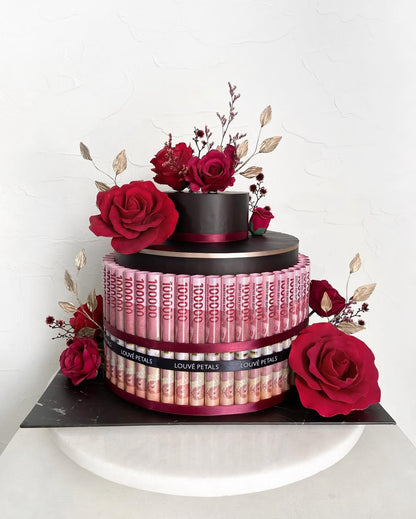 Single Tier Money Cake - Floral Decor (25cm)