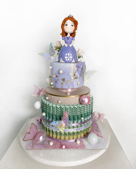 2 Tier Money Cake - Fondant & Figurine (20cm)