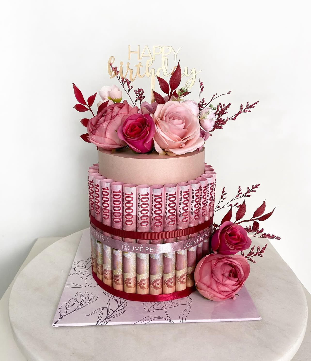 Single Tier Money Cake - Floral Decor (15cm)