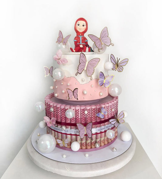 2 Tier Money Cake - Fondant & Figurine (25cm)