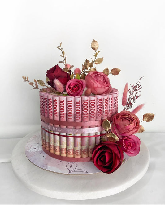 Single Tier Money Cake - Floral Decor (20 cm)