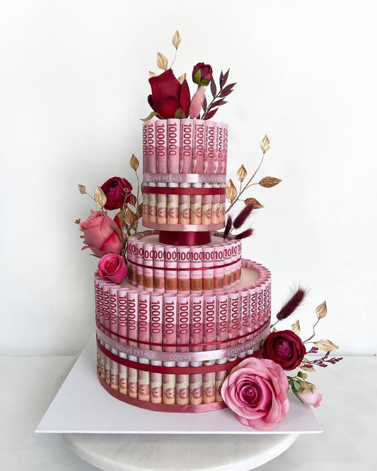 3 Tier Money Cake - Floral Decor (20cm)