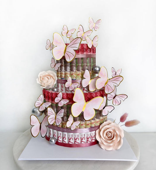 2 Tier Money Cake - Floral Butterfly (20cm)