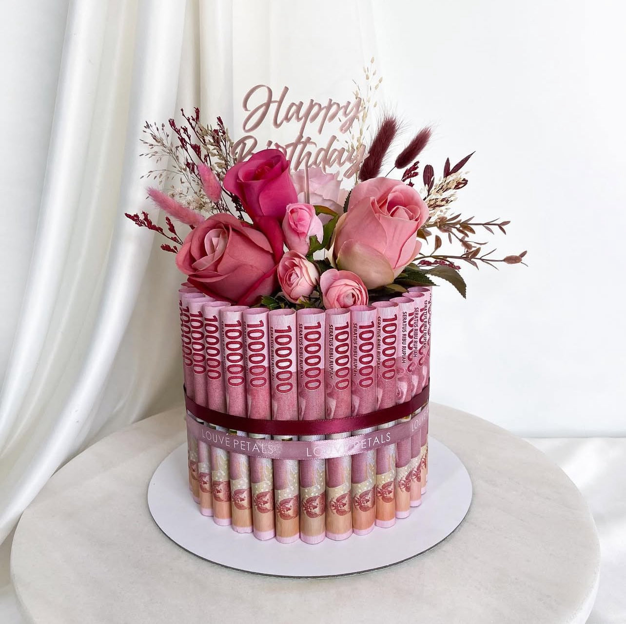 Single Tier Money Cake - Floral Decor (15cm)