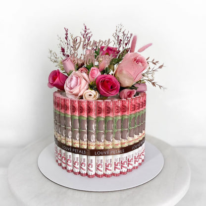 Single Tier Money Cake - Floral Decor (15cm)