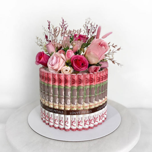 Single Tier Money Cake - Floral Decor (15cm)